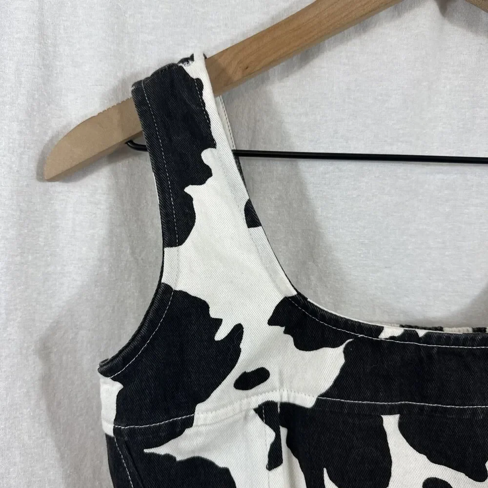 Lone Star Cow Print Corset Bustier Style Crop Tank Top Womens Sz S Rodeo Western - Picture 4 of 6